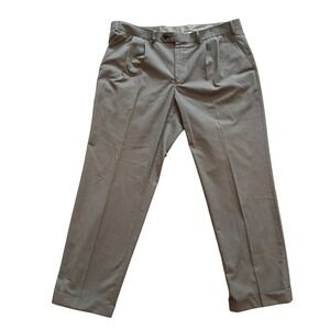 Lauren Ralph Lauren Mens Pleated Cuff Dress Pants Tan Plaid Flat Front 38W x 30L